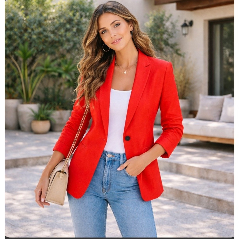 J.Crew Parke Blazer Women 6 Shawl Lapel Linen Blend Jacket Career Office